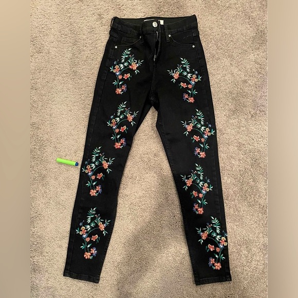 Embroidered Topshop Jamie Womens Jeans - Picture 1 of 2